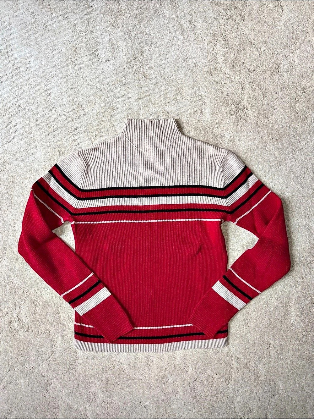 The Limited Striped Cotton Sweater Red & Cream Size Small